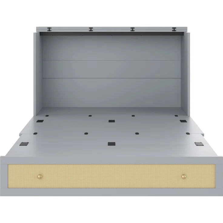 Schrankbett, 140 x 200, Mobiles Schrankbett mit Schubladen am Bettende und Regal am Kopfende des Bettes, mit USB und Steckdose, Umbaubares Plattformbett, Ohne Matratze, Grau – Bild 10