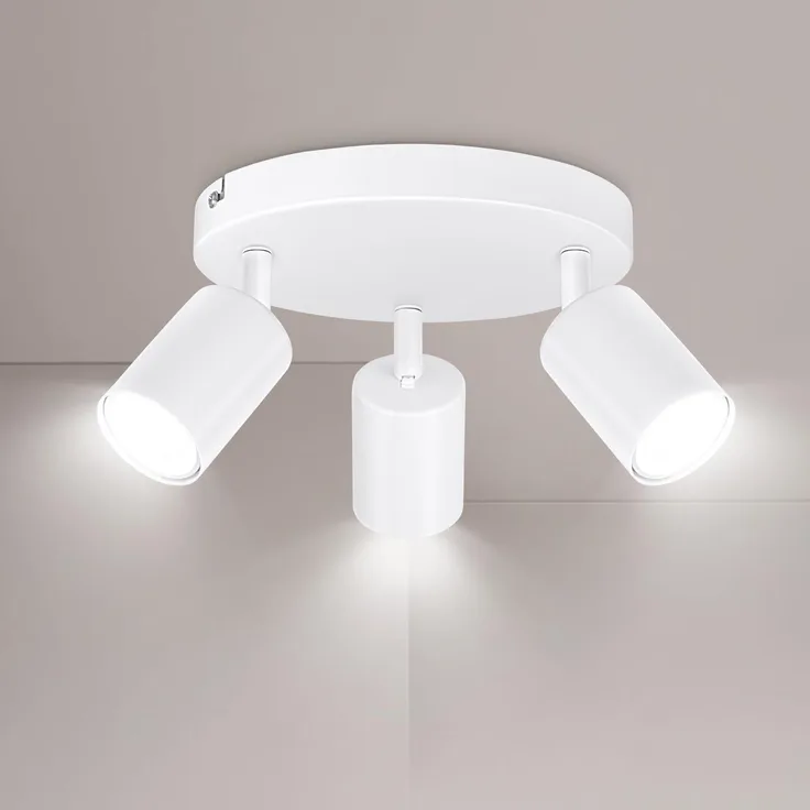 Ketom GU10 Deckenstrahler LED - Deckenstrahler 3 Flammig Rund - LED Deckenleuchte Schwenkbar - Weiße Deckenlampe Spot - Drehbar Deckenlampe 3 Flammig - Modern Strahler Deckenspot - Ohne Leuchenmittel
