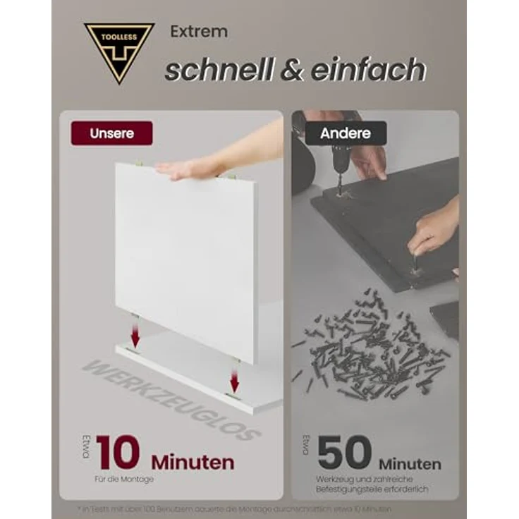 Vasagle Toolless-Technologie, superschnelle werkzeuglose Montage, Nachttisch, Beistelltisch mit Ladefunktion, Nachtschrank mit Schublade, modern, Schlafzimmer, Wohnzimmer, mattweiß LETDE777W04 – Bild 5