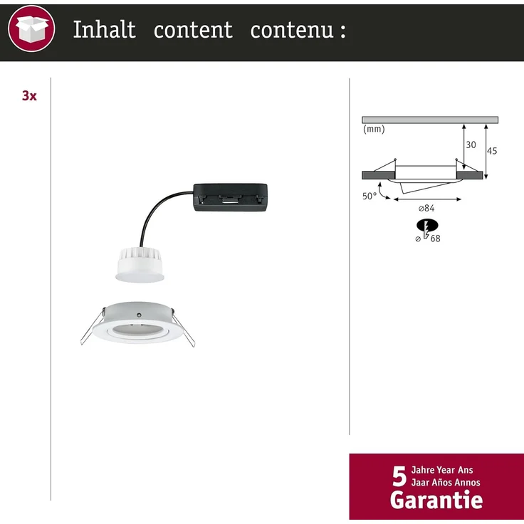 Paulmann 92433 LED Einbauleuchte Nova Coin 3er-Set Zigbee RGBW Weiß matt – Bild 4