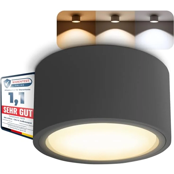 SSC-LUXon CELI-X, dimmbare flache Spot Deckenleuchte mit LED GX53, anthrazit, 4,5W warmweiß – Bild 2