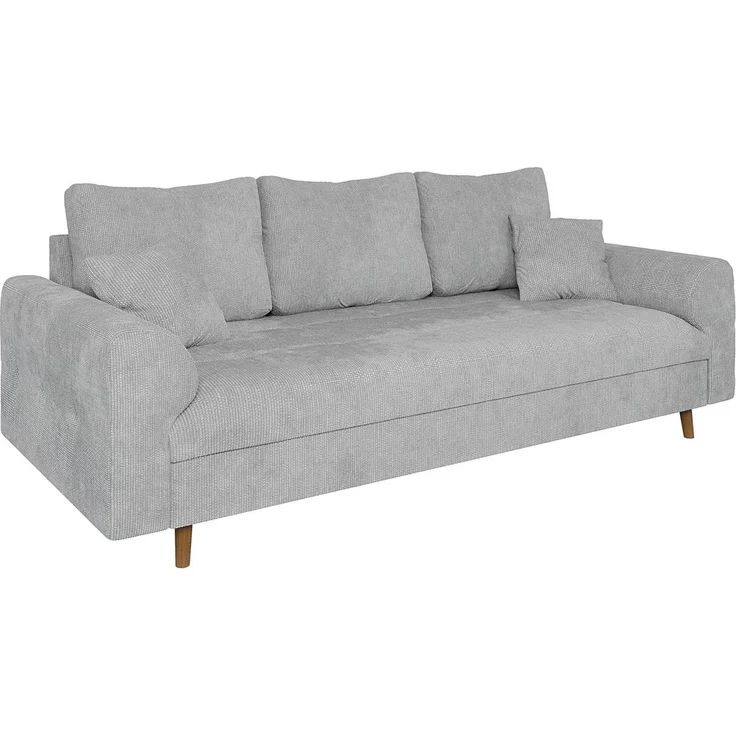 S-Style Möbel 3-Sitzer Sofa Kristian mit Braun Holzfüßen aus Chenille-Stoff, mit Wellenfederung
