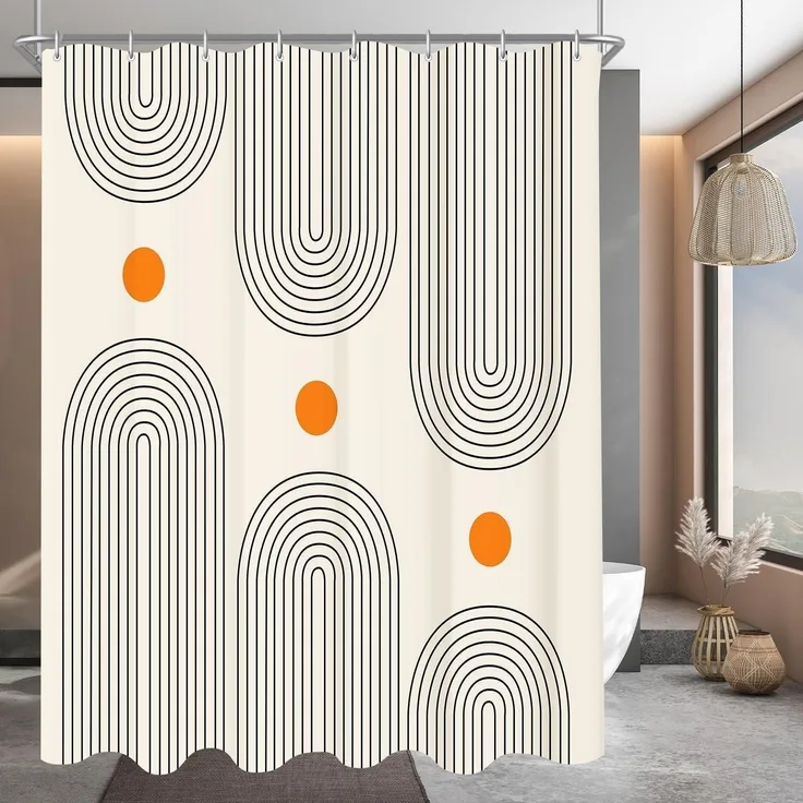 Duschvorhang 240x200cm Geometrische Kurve Wasserabweisend Textil