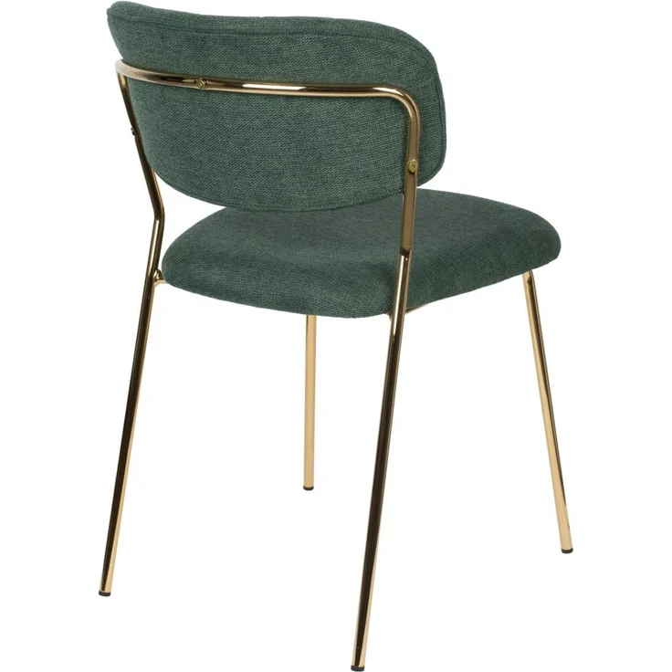 Esszimmerstuhl Jolien im 2er-Set, Dunkelgrün mit goldenem Metallgestell, Stoffbezug, für Wohnzimmer, 48 x 56 x 77 cm – Bild 4