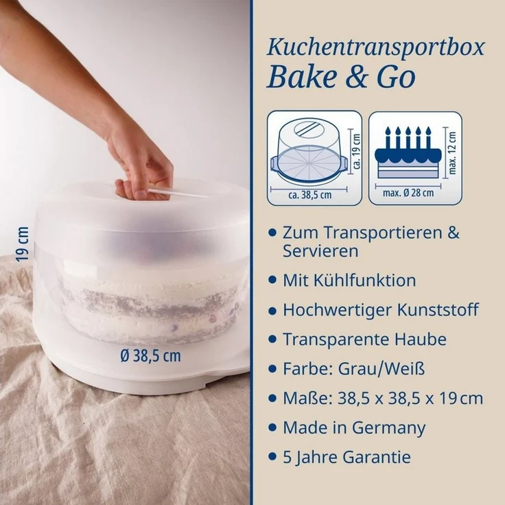 Dr. Oetker - Kuchentransportbox Kuchenbehälter mit Fach für Kühlakkus 1015 – Bild 3