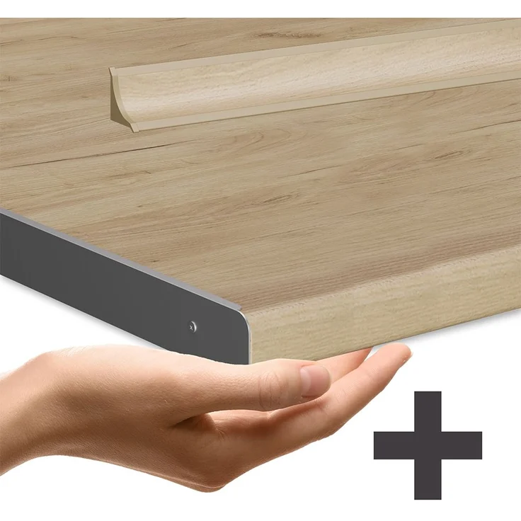 Eckküche R-Line Weiß Landhaus/Goldkraft Eiche 287 x 60 cm , AP Eiche Vicco – Bild 2