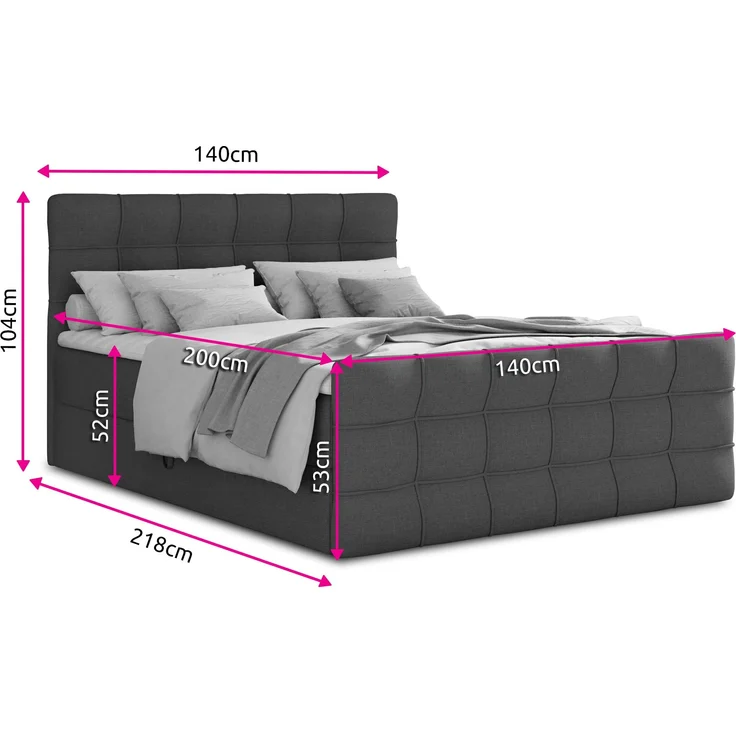 Boxspringbett Best Lux mit Fußteil, 2 Bettkästen, Bonell-Matratze und Topper, Polsterbett (Beige (Inari 22), 140 x 200 cm) – Bild 4