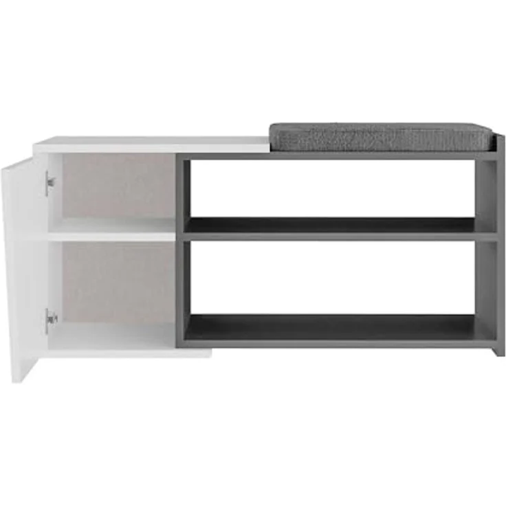 Dmora Schuhschrank Dione 104,6x37,5x47,2h cm Schwarz 2 Böden, 1 Tür – Bild 5
