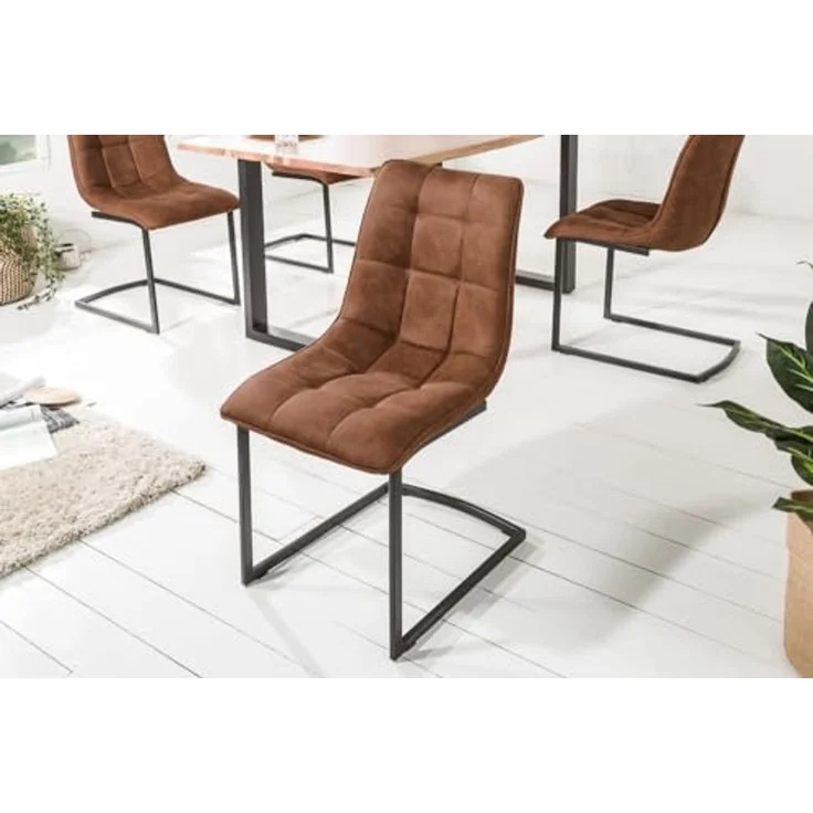 riess-ambiente Freischwinger MIAMI hellbraun, Esszimmer · Microfaser · Metall · Industrial – Bild 4