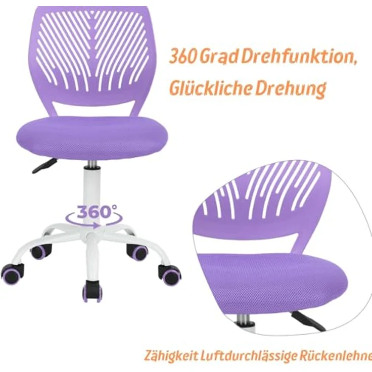 FurnitureR Bürostuhl Drehstuhl Höhenverstellbar 360 Grad Drehung Stoffbezug SGS Gaslift 130kg PP Rücken PU Rollen – Bild 5