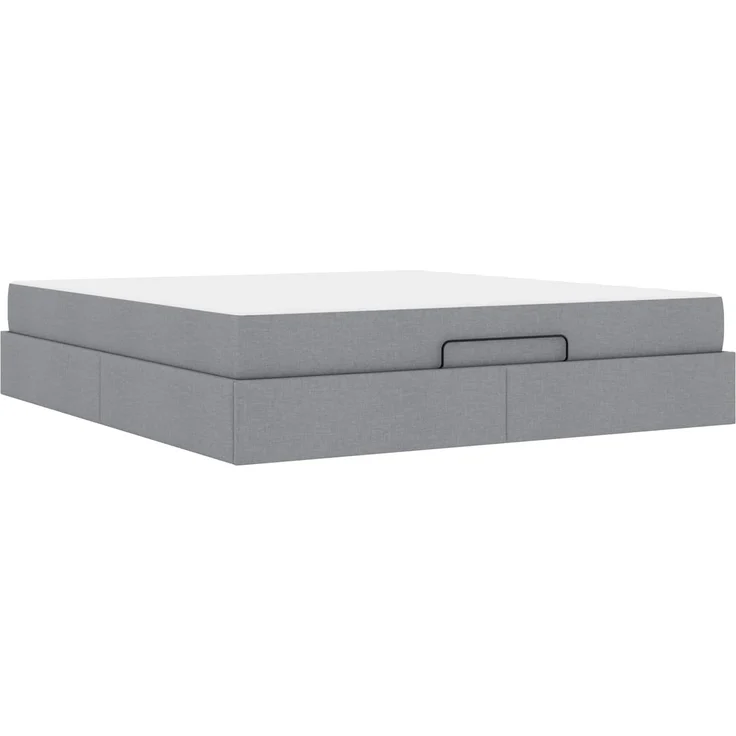 vidaXL Bettgestell mit Matratze mit Matratze 2 pcs Hellgrau Stoff 3399508 – Bild 4