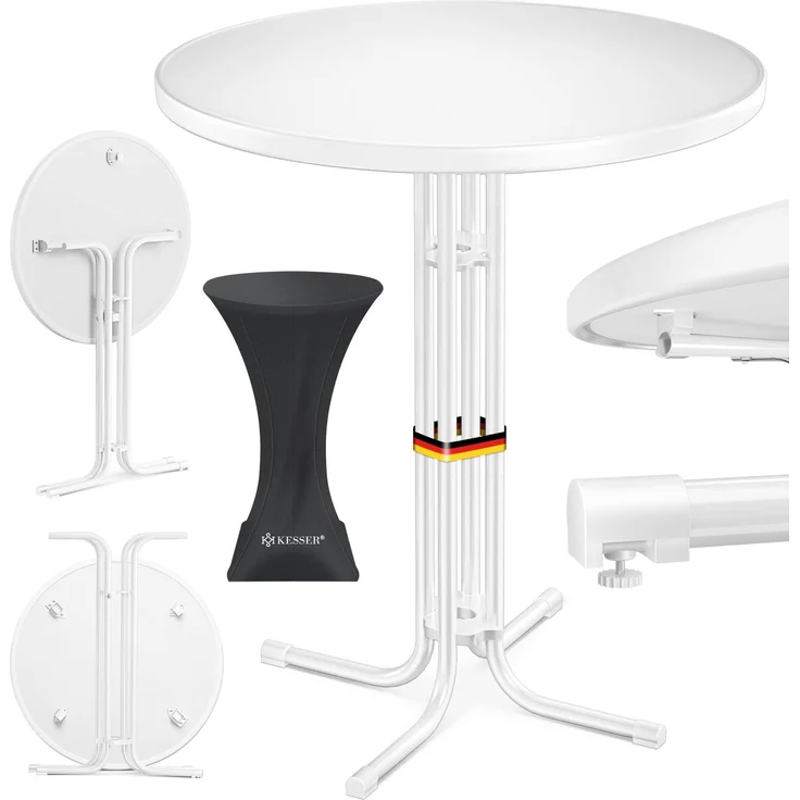 KESSER® Gastro Stehtisch klappbar - Gastronomie Bistrotisch rund - Wetterbeständiger Klapptisch Gartentisch - Runder Partytisch - Hitzebeständig - Stabil und sicher Weiß, Ø 60 cm, 2er Set – Bild 1