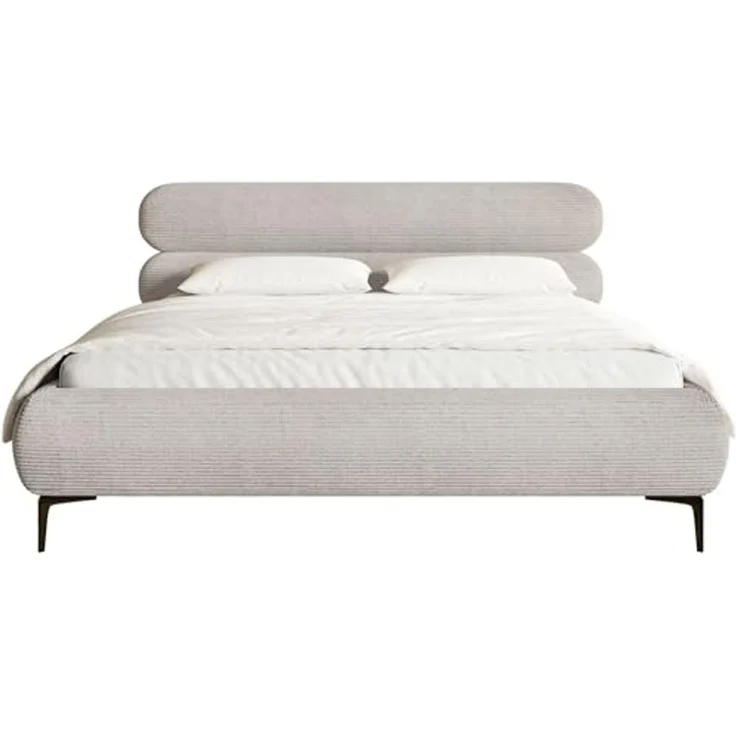 Selsey Polsterbett 160x200 cm Cord Greige – Bett mit Stauraum und Bettkasten, gepolstertes Bett mit Lattenrost und Metallrahmen, Doppelbett Schlafzimmer mit schwarzen Füßen und Gasdruckfedern – Bild 5