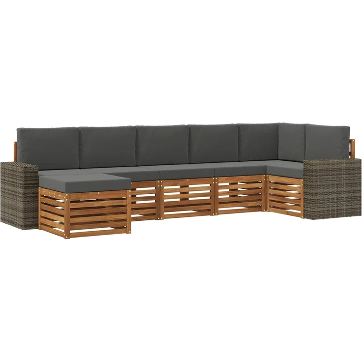 vidaXL Outdoor-Sofagarnitur 7 stk. 6-Sitzer Natur und Anthrazit 3384638 – Bild 2