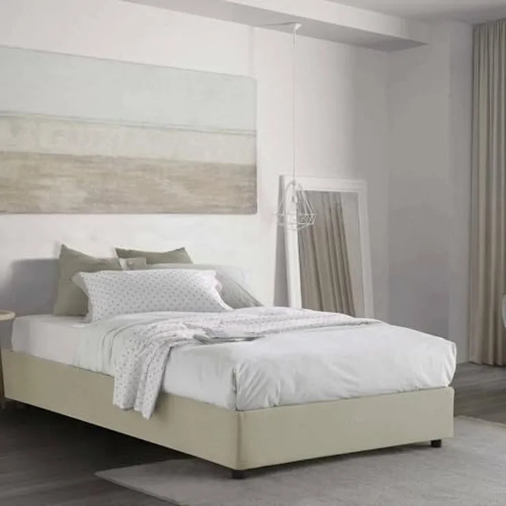 Talamo Italia - Festes Sofa Alba, 3-Sitzer-Sofa, 100% Made in Italy, Wohnzimmersofa aus Stoff, mit schmalen Armlehnen, Cm 200x95h90, Beige