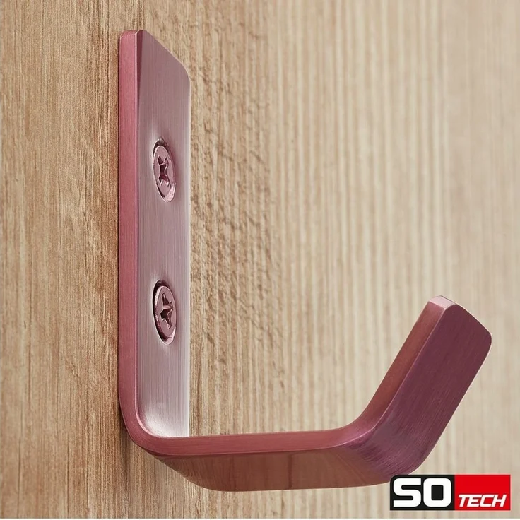 SO-TECH® Kleiderhaken Wandhaken, aus Edelstahl, 60 x 20 x 45 mm, (1-St), kleiner Jackenhaken mit abgerundeten Kanten pink – Bild 2