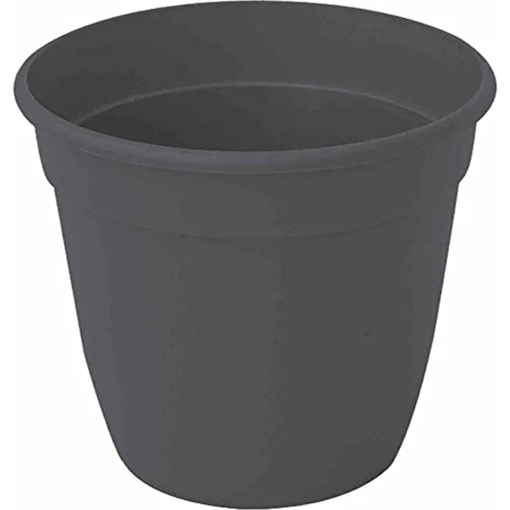 Pflanztopf 26 cm anthrazit – rundes Kunststoffgefäß aus schlagfestem Polypropylen mit Bodenlöchern, wetterfest, UV-beständig & dekorativ