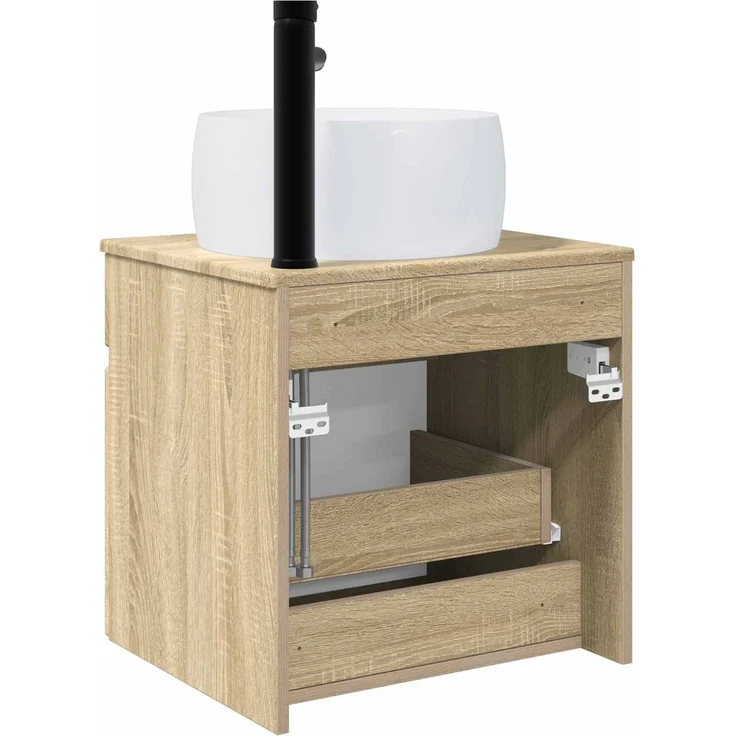 vidaXL Wandmontierter Waschbeckenunterschrank Sonoma-Eiche 890614 – Bild 4