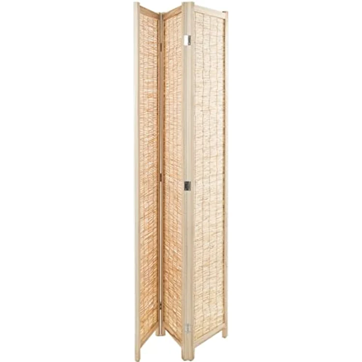 DESIGN DELIGHTS Raumteiler Playa, rechteckiger Paravent aus Schilfrohr und Holz, 120x170 cm, naturbelassen, klappbar, vielseitig einsetzbar – Bild 2
