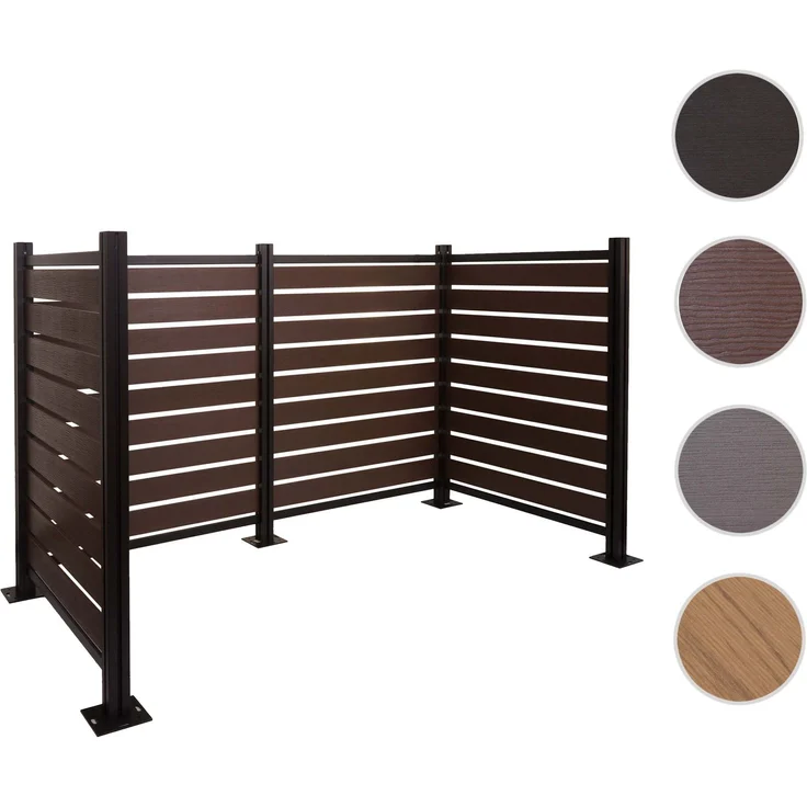 Alu Mülltonnen-Zaun HWC-K57, Mülltonnenverkleidung, Holzoptik erweiterbar 130x206x110cm ~ braun – Bild 10