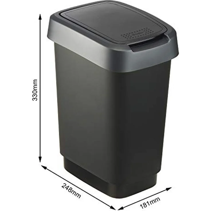 Rotho 'Twist' Swingeimer, schwarz/dunkelsilber, 10 L – Bild 4