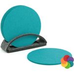 BIASTO Getränkeuntersetzer 6er Set Petrol Filz-Untersetzer 10cm + Aufbewahrung, Zubehör für Gläser, Vasen, Tassen, Teller, Tische, Gläser, Weingläser, Cocktails, Flaschen, Schalen, Tischdeko, Set, Abmessung BxHxT: ca. 10x10x4cm, Hergestellt in Deutschland