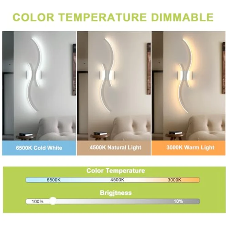 Goeco LED Wandleuchte Dimmbar, 80cm Lang Wandlampe Innen 2 Fimmige 3000K-6500K, Memory-Funktion, Modern LED Wandbeleuchtung für Flur Treppenhaus Wohnzimmer Schlafzimmer, Weiß – Bild 5