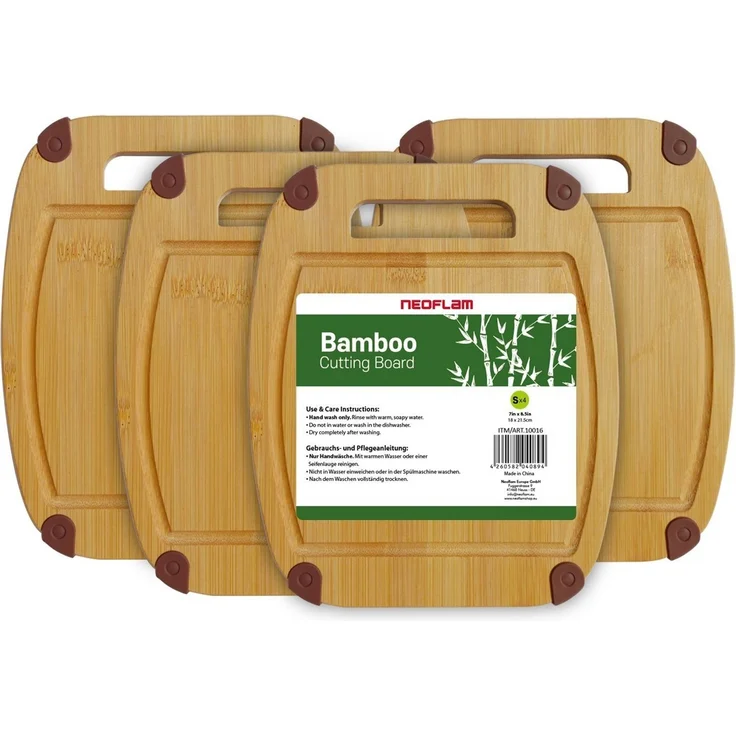 NEOFLAM® Schneidebrett BiJu Bambus Frühstücksbrettchen-Set, 4tlg, Bambus, (4-St) – Bild 5