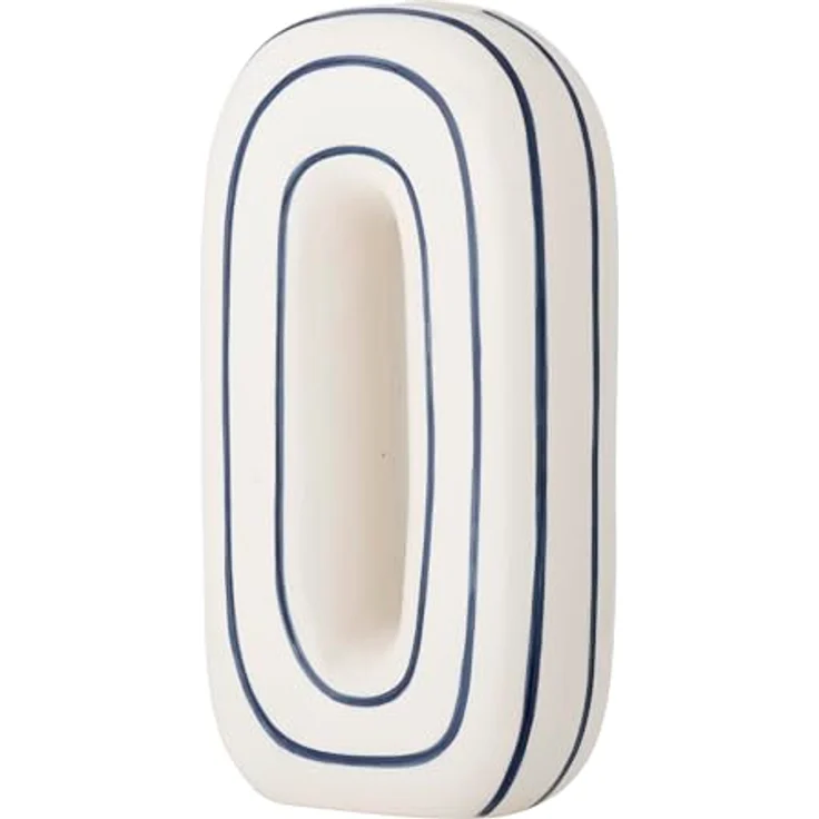 Bloomingville Mae Vase, Keramik, handgemalte blaue Streifen, L18,5xH32xB8,5 cm – Bild 3