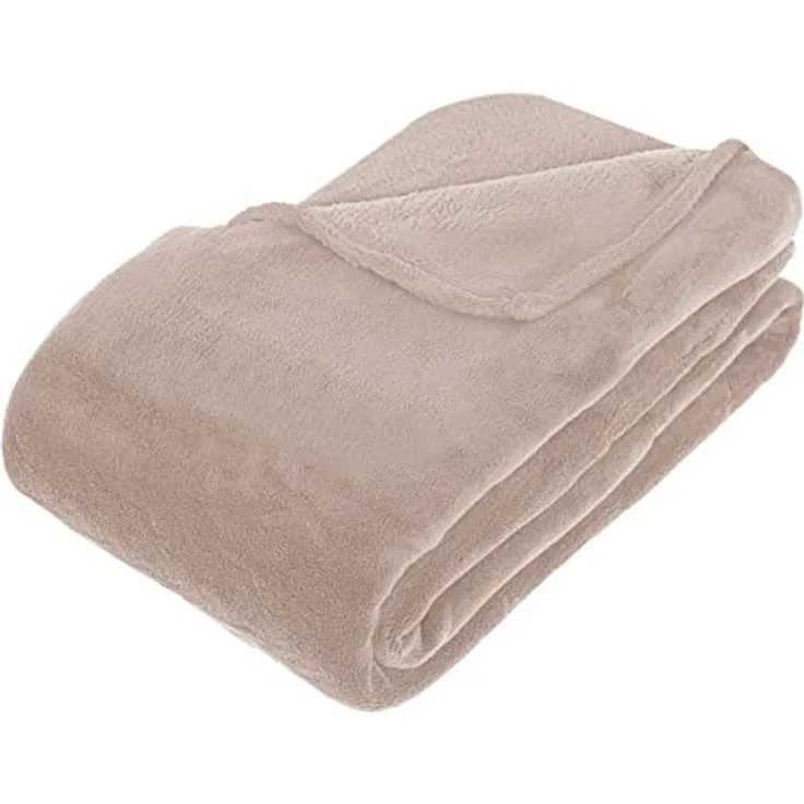 Atmosphera Createur d´interieur Plüschdecke, Beige, 180x230 cm, strapazierfähiges Polyester, moderne Inneneinrichtung