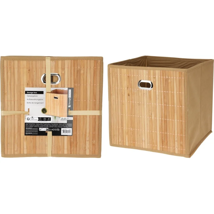Koopman Aufbewahrungsbox Schrankbox Aufbewahrung 31x31 cm Bambus 1/2/4 er Set (4 St), Leicht, Hellbraun, Regal, Faltbar, Aufbewahrungsbox – Bild 2