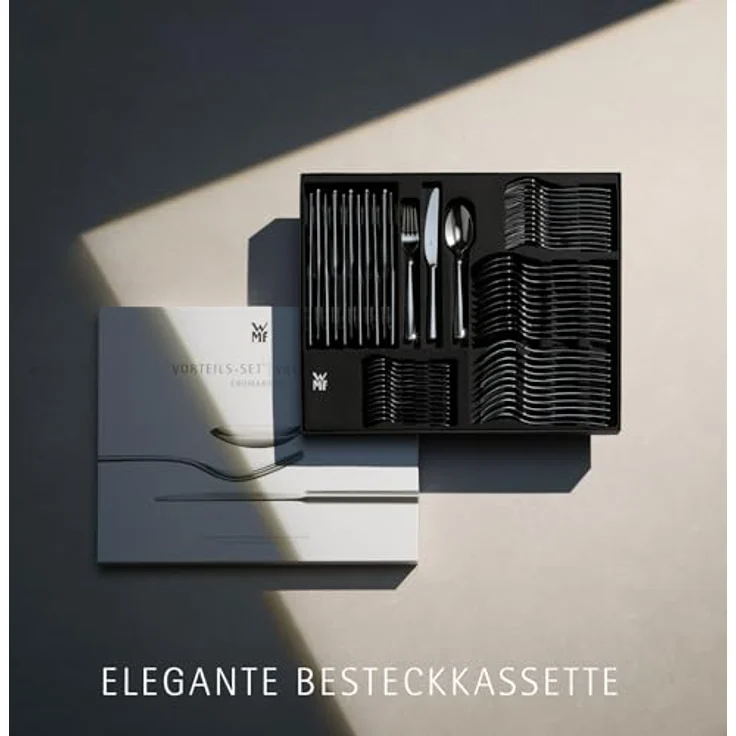 WMF Boston Besteck Set 12 Personen, Essbesteck 60 teilig, Monobloc-Messer, Cromargan Edelstahl poliert, glänzend, spülmaschinenfest – Bild 8