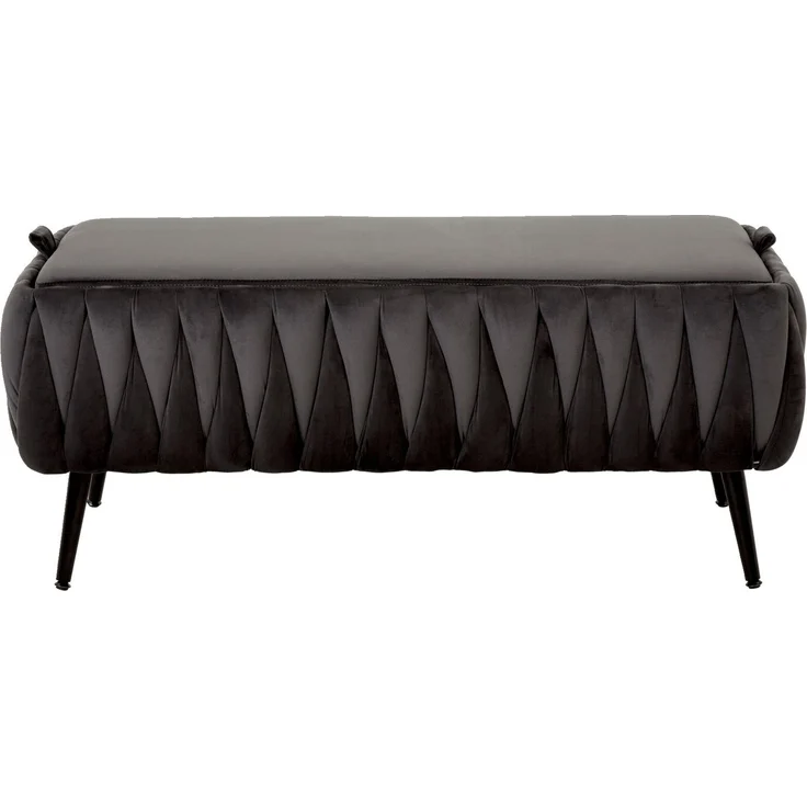 XORA 'FLINT' Polsterbank, Samt dunkelgrau, 110 x 46 x 45 cm, mit Stauraum – Bild 2