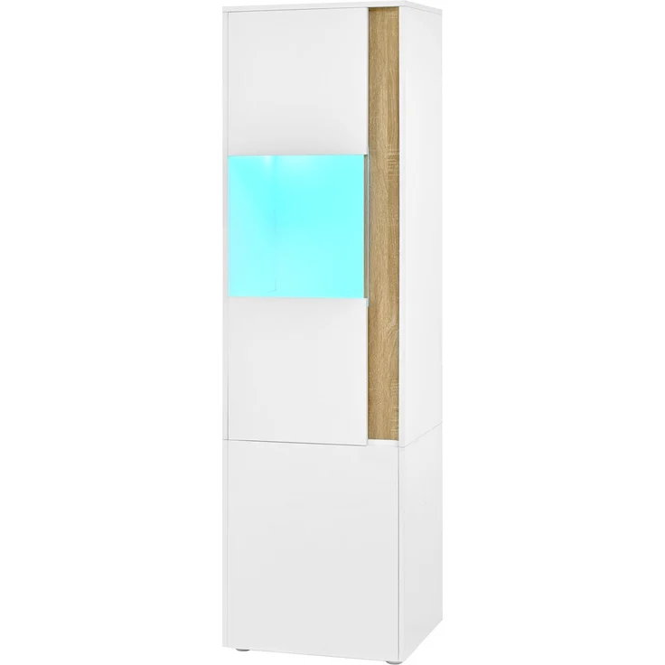Vitrine 50 x 40 x 179 cm in Weiß und Natur mit LED-Beleuchtung und Acryltür – Bild 7