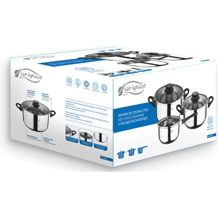 San Ignacio Topf-Set Kochtopf-Set Edelstahl Kochset "Toledo", Edelstahl rostfrei (5-tlg), ergonomischer Griff – Bild 2