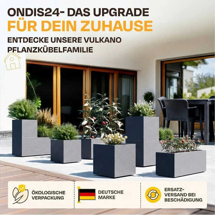 ONDIS24 Pflanzkübel Ondis24 Blumenkübel Vulkano, 50L Blumenkasten (1 St), mit cleverem Wasserspeicher am Boden – Bild 3