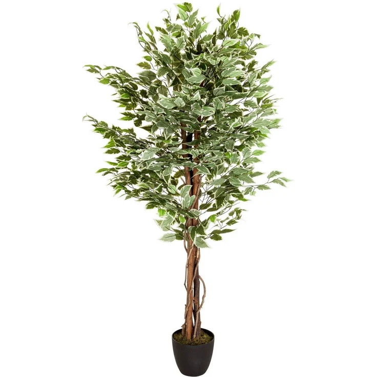 bümö plants Ficus Kunstbaum - Täuschend echte Birkenfeige, geruchlose Premium Kunstpflanze für lebendiges Ambiente - authentische, künstliche Pflanzen als Deko für's Wohnzimmer, Büro & mehr, BUP-ficus – Bild 1