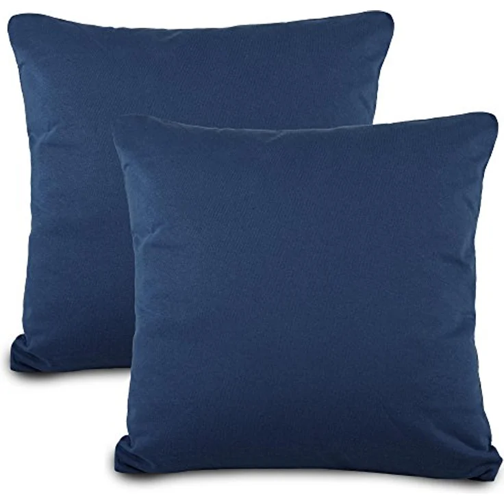 aqua-textil Classic Line Baumwoll Kissenbezug 2er-Set 50x80 dunkelblau Kissen Bezug Reißverschluss Jersey Kissenhülle – Bild 2