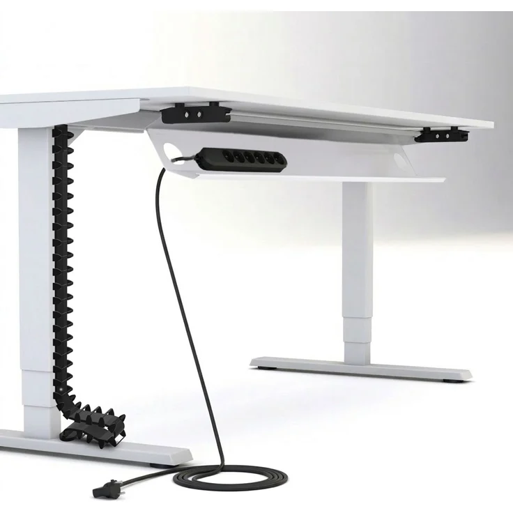 ASSMANN Horizontaler Kabelkanal Flex-big + Vertikale Kabelführung + 6-fach Steckdose Signalweiß 128 x 16 x 10 cm Metall – Bild 1