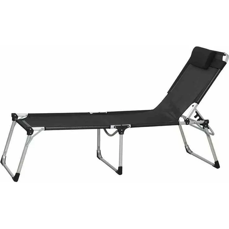 Siena Garden Sole Sonnenliege Aluminium silber mit Textilbezug schwarz 357891 Klappliege