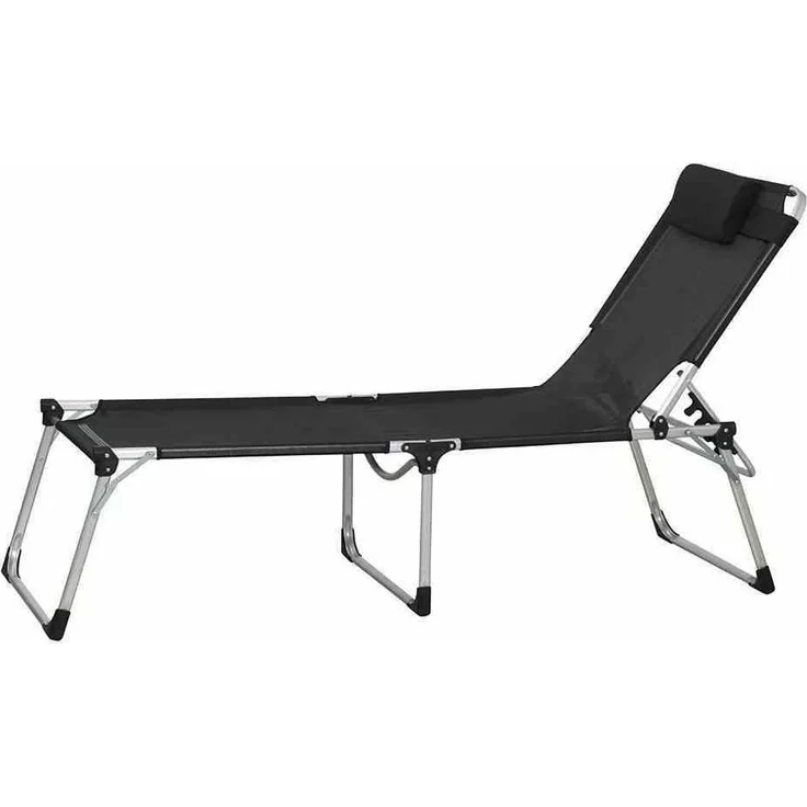 Siena Garden Sole Sonnenliege Aluminium silber mit Textilbezug schwarz 357891 Klappliege