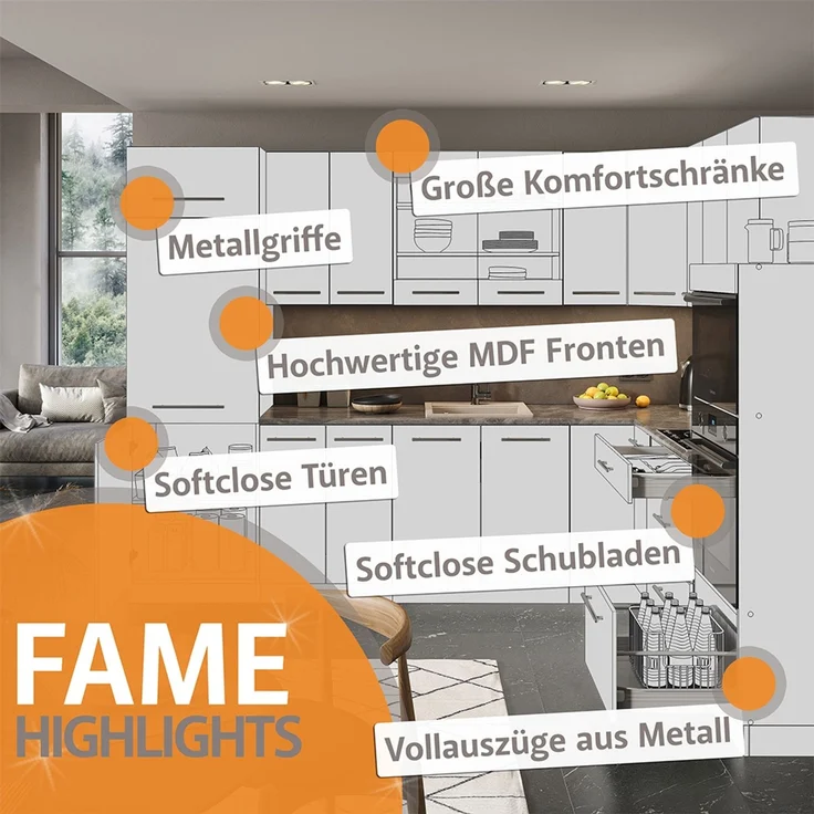 Herdumbauschrank Fame-Line Schwarz gestreift 60 cm Vicco – Bild 6