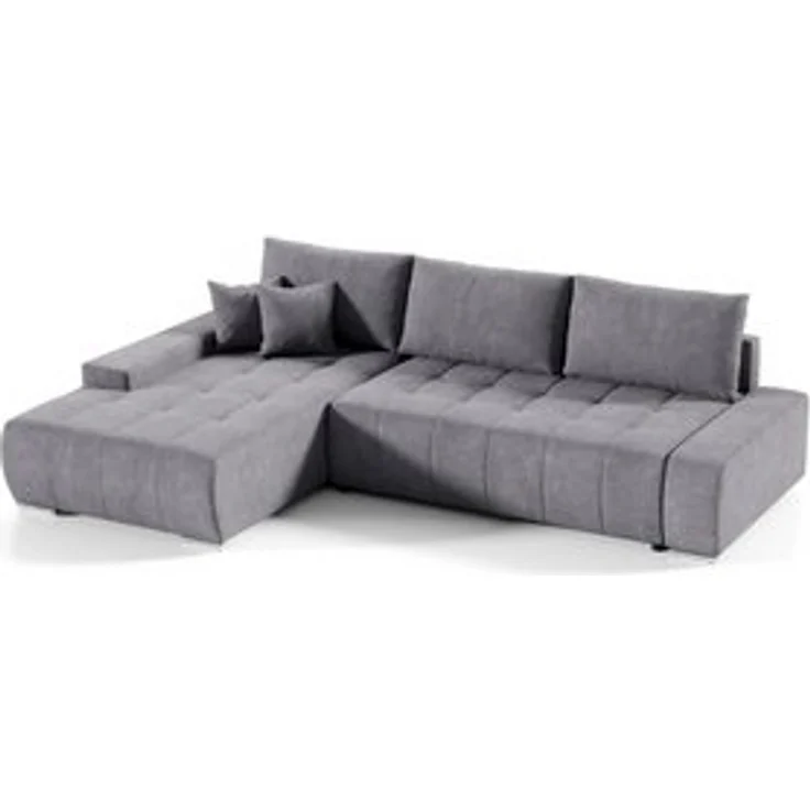 Beautysofa Ecksofa Draco L, Grau, Dunkelgrau, inkl. Wellenfedern Ecke mit Einfügung, mit Schlaffunktion – Bild 6