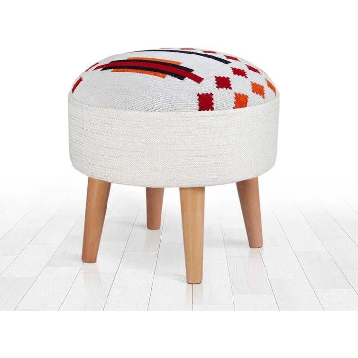 Hanah Home 'Farm - White' Pouffe, Weiß, 46 x 42 x 46 cm – Bild 4