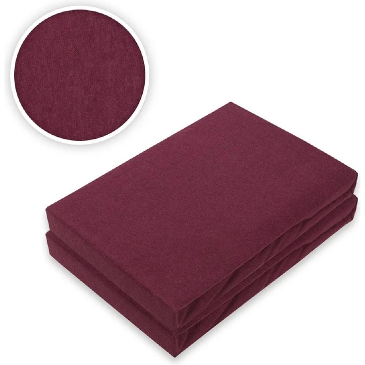 Doppelpack Marke Jersey Spannbettlaken 60 x 120 - 70 x 140 cm Bordeaux – Bild 2