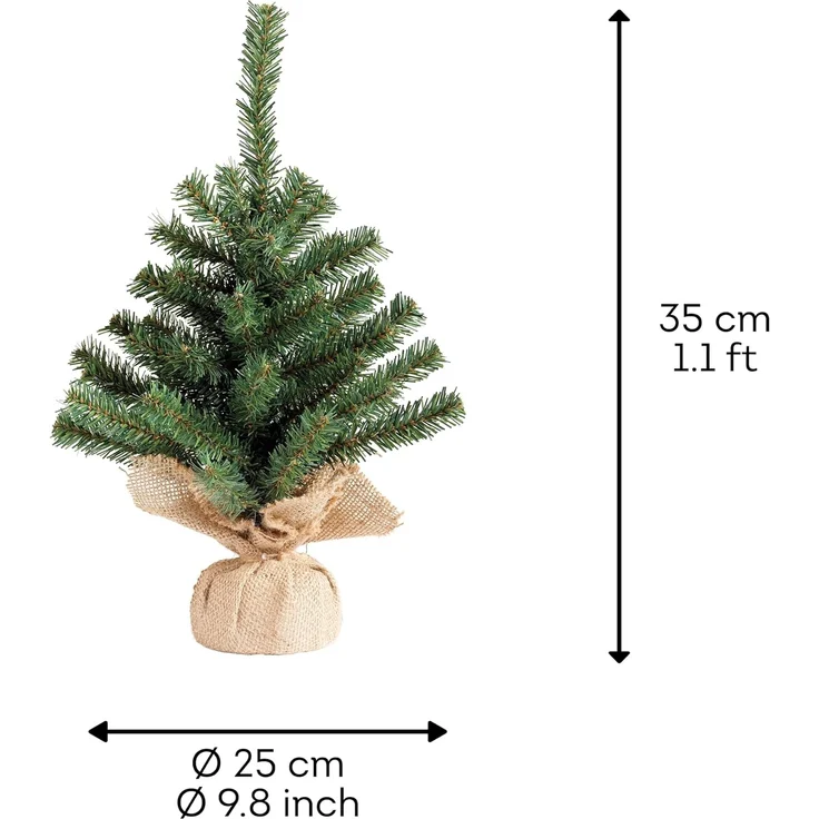 Künstlicher Weihnachtsbaum im Jutesack 35 cm Tannenbaum Christbaum Dekobaum – Bild 3