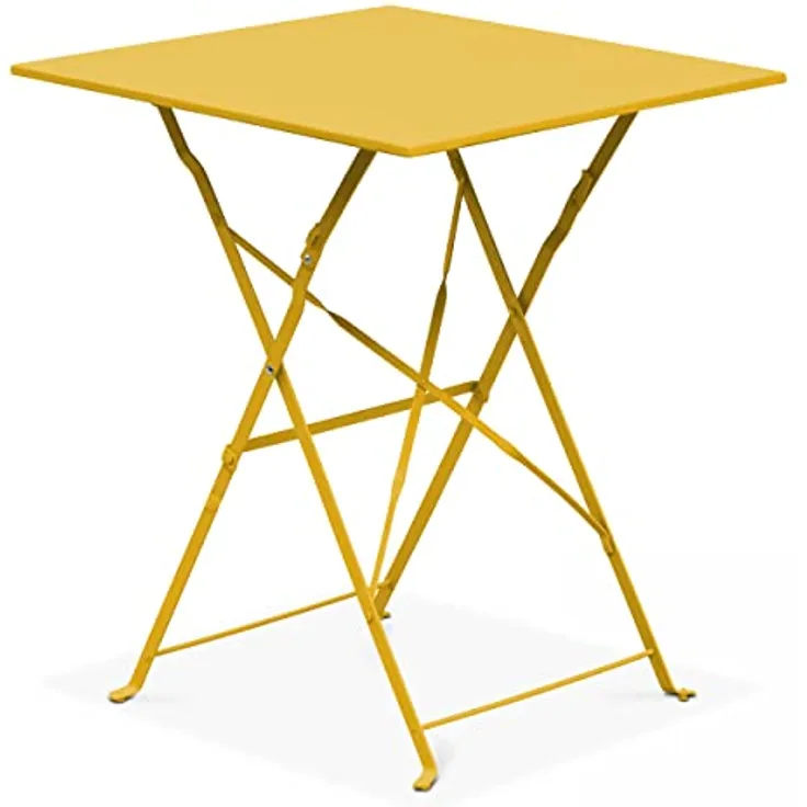 Oviala Bistrotisch Rome, quadratisch, gelb, Metall, klappbar, 60x60 cm, für 2-4 Personen