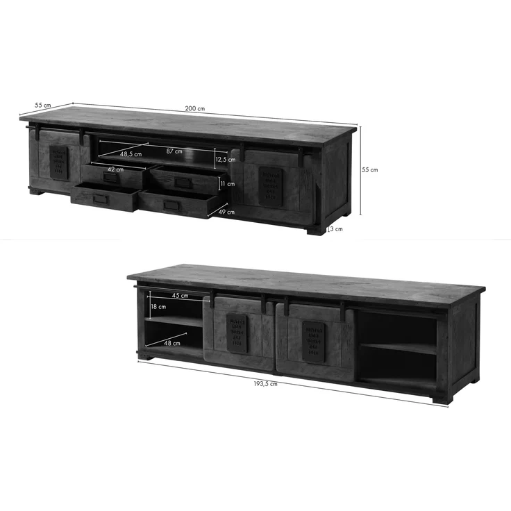 TV-Board Mango 200x55x55 natur lackiert RAILWAY #314 – Bild 8