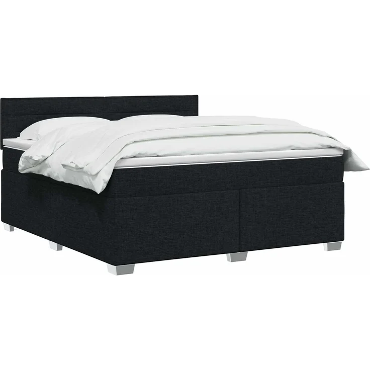 vidaXL Boxspringbett mit Matratze Schwarz 160 x 200 cm Stoff 3450511 – Bild 3