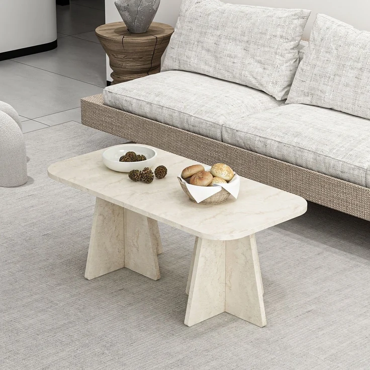 Skye Decor 'Mantar - 18700' Couchtisch, Travertin, 90 x 39 x 45 cm – Bild 1